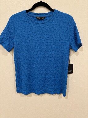 Vera Wang Bright Blue Textured Short-Sleeve Tee
